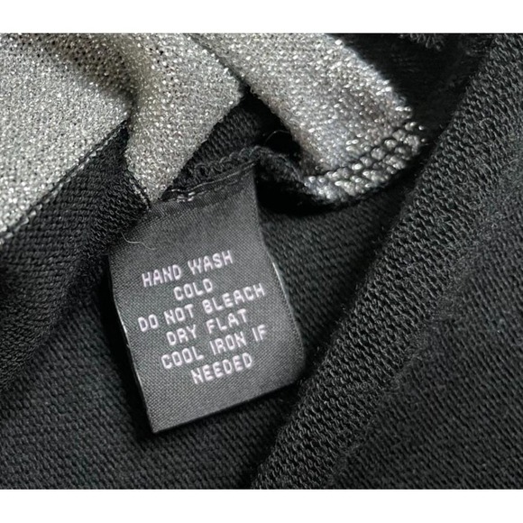 Vintage Womens Investments 2X Black Silver Metallic Sweater Top Going Out Career - Picture 6 of 8